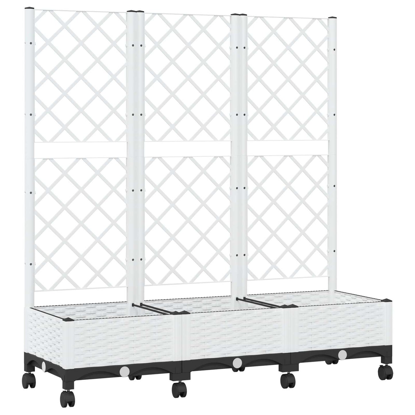 Tuinplantbak met schutting en wielen Wit 120 x 40 x 131,5 cm PP
