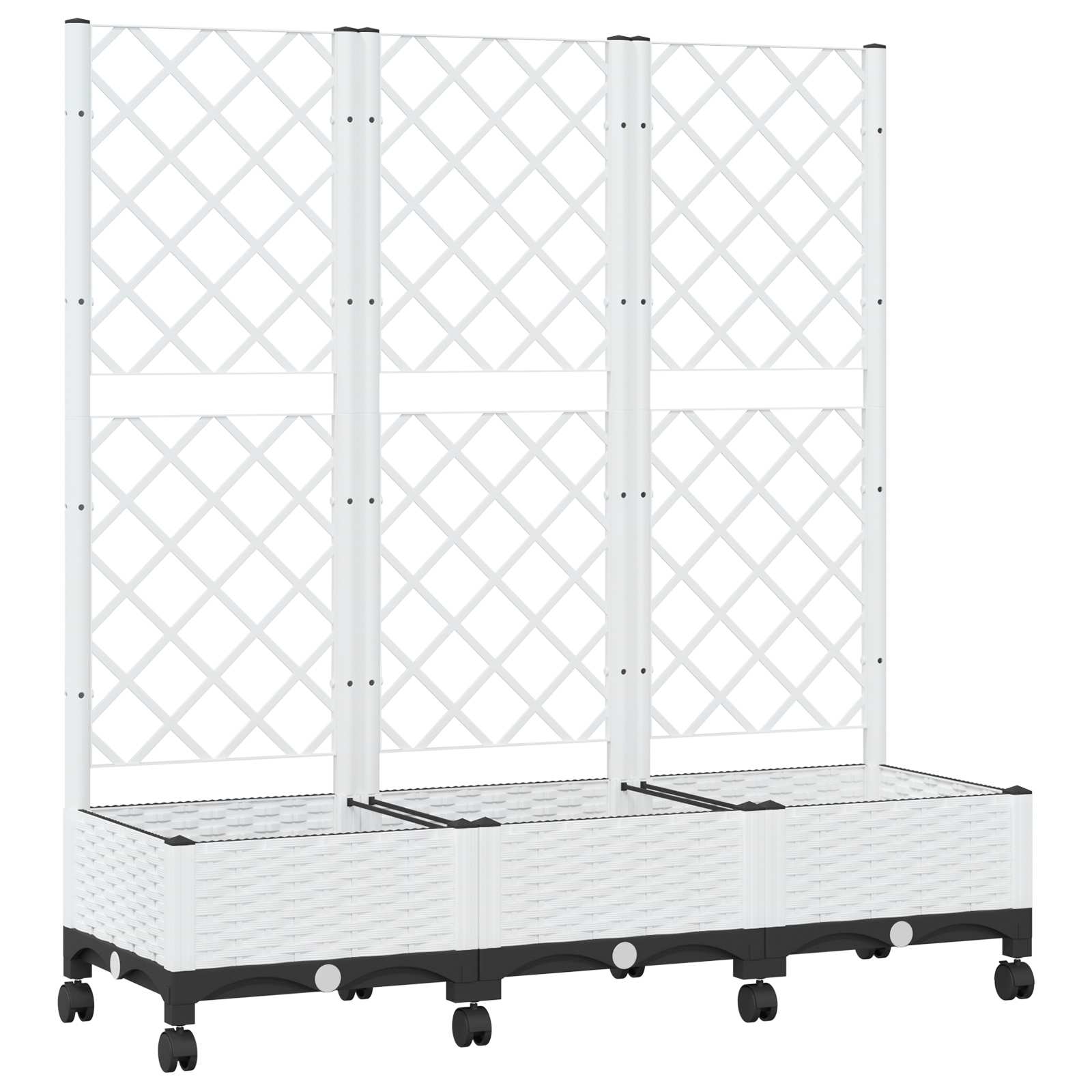 Tuinplantbak met schutting en wielen Wit 120 x 40 x 131,5 cm PP