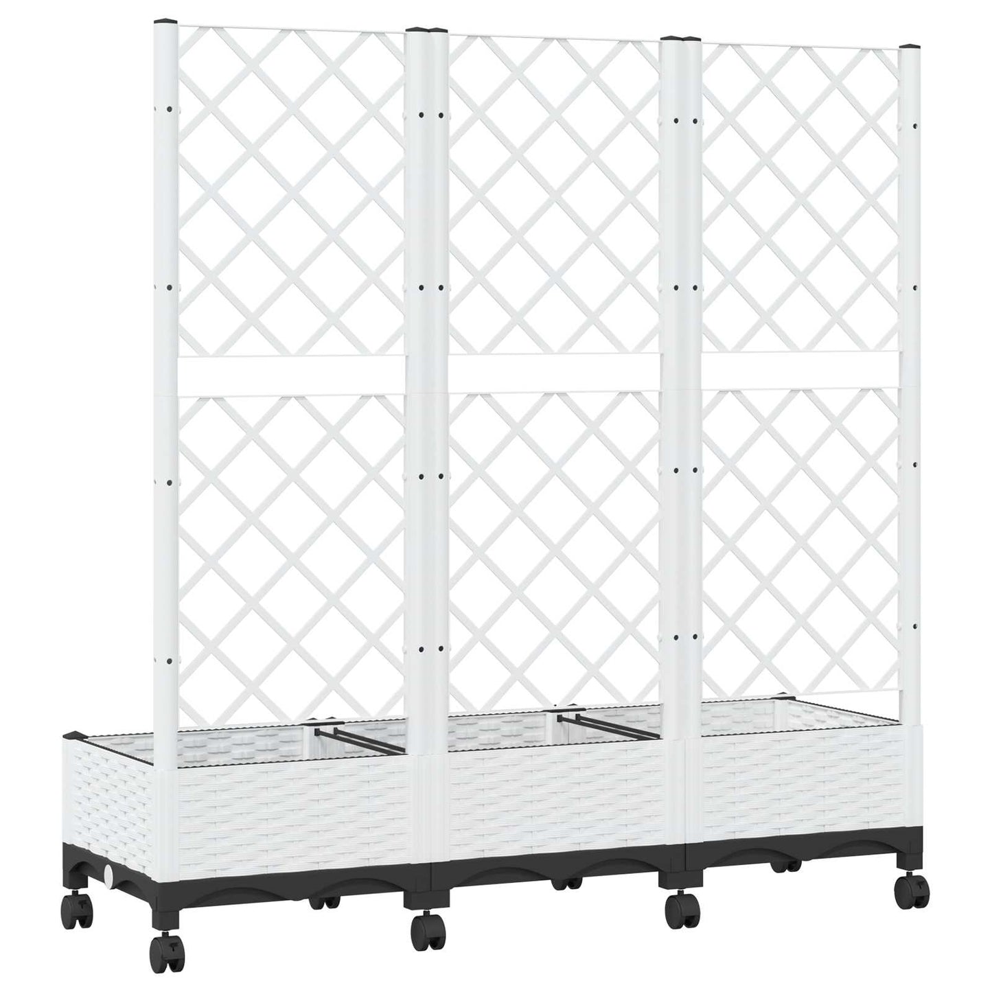 Tuinplantbak met schutting en wielen Wit 120 x 40 x 131,5 cm PP