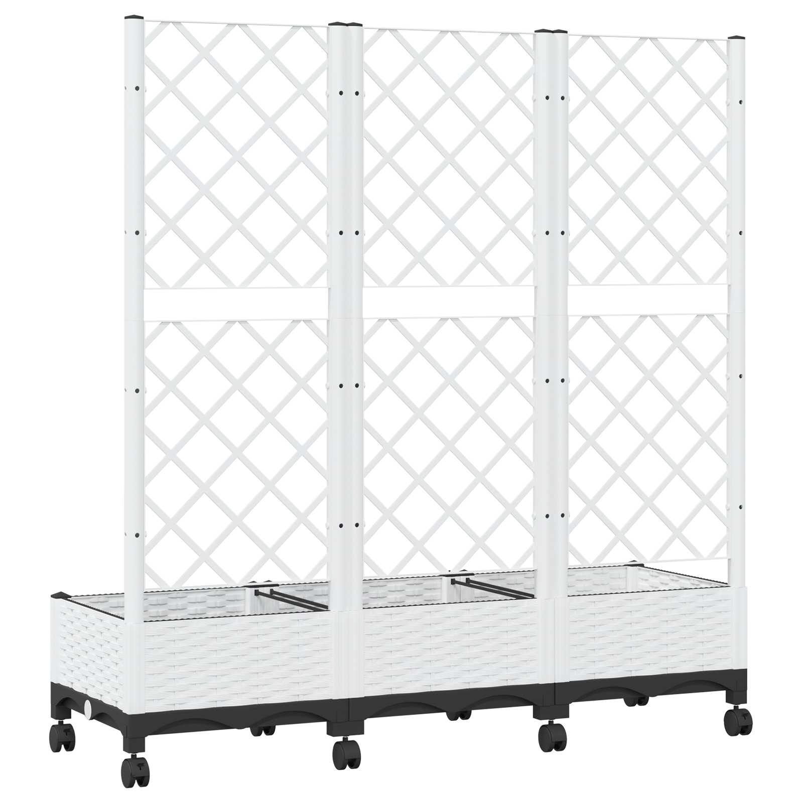 Tuinplantbak met schutting en wielen Wit 120 x 40 x 131,5 cm PP