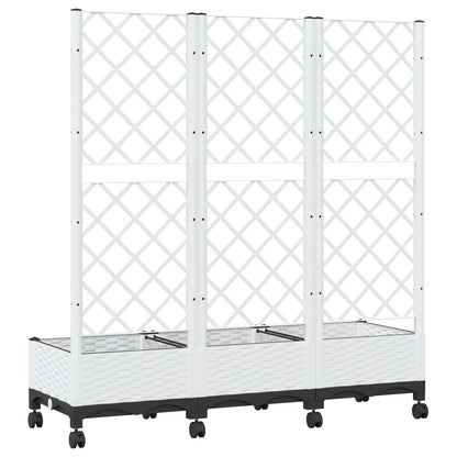 Tuinplantbak met schutting en wielen Wit 120 x 40 x 131,5 cm PP