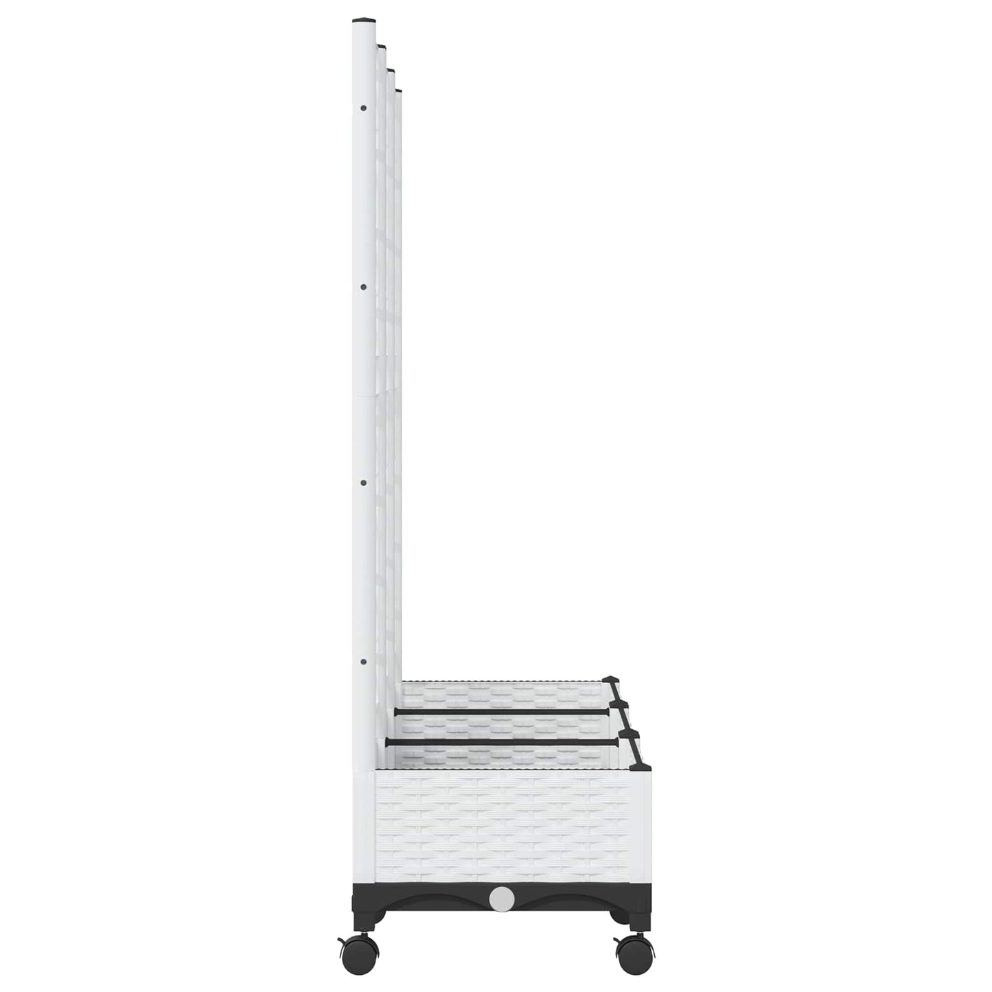 Tuinplantbak met schutting en wielen Wit 120 x 40 x 131,5 cm PP