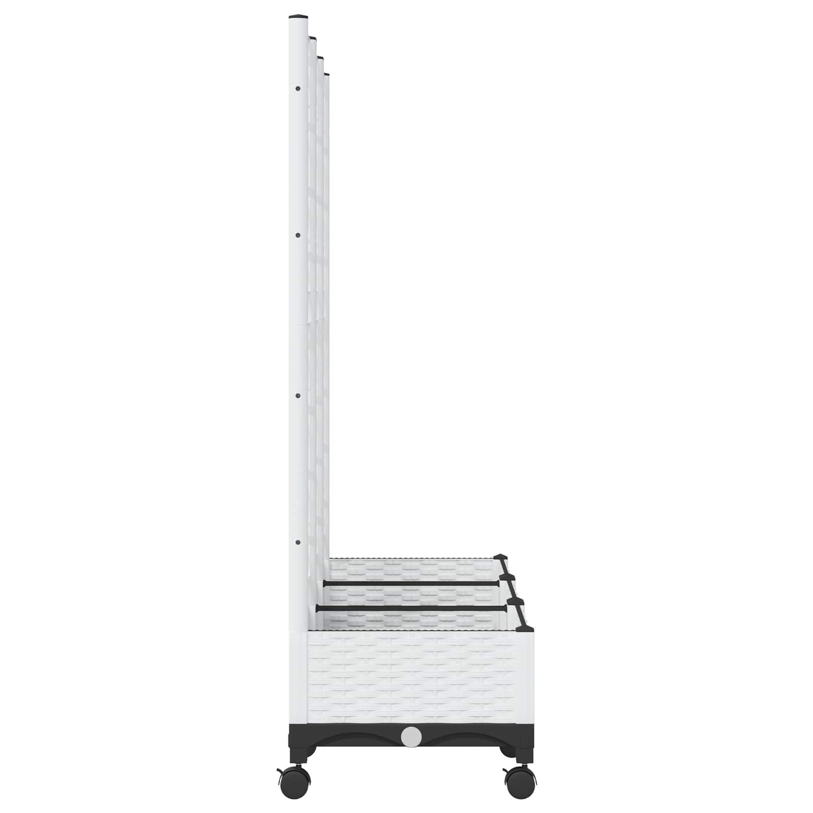 Tuinplantbak met schutting en wielen Wit 120 x 40 x 131,5 cm PP