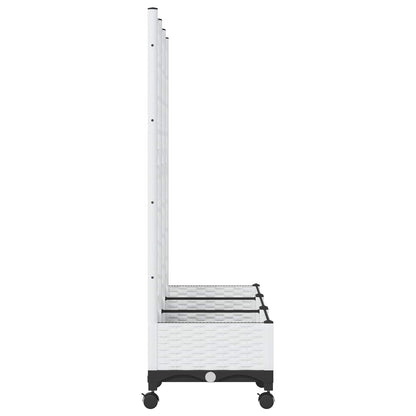 Tuinplantbak met schutting en wielen Wit 120 x 40 x 131,5 cm PP