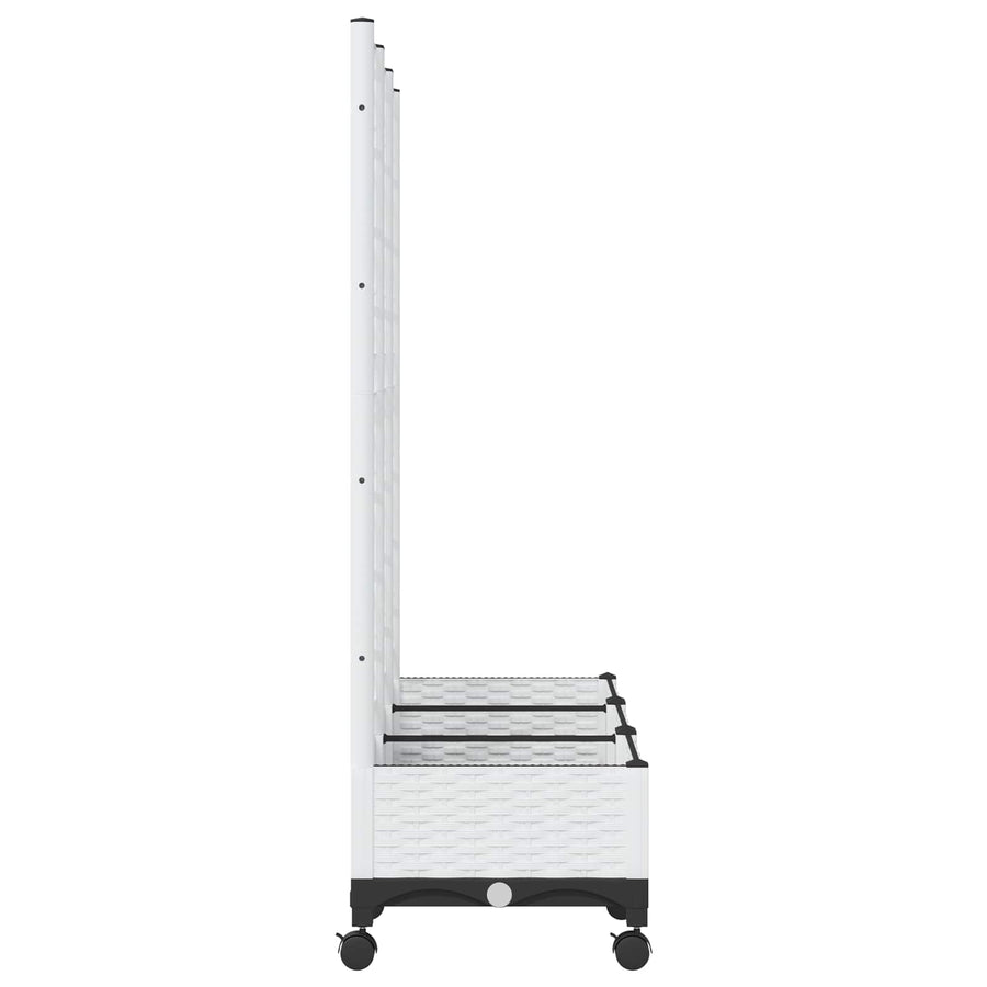 Tuinplantbak met schutting en wielen Wit 120 x 40 x 131,5 cm PP