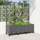 Plantenbak 120x40x146 cm lichtgrijs met klimrek en wielen