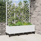Plantenbak met schutting & wielen 120x40x146 cm wit PP