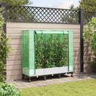 Tuinplantenbak met wielen en kas 120x40x129 cm wit