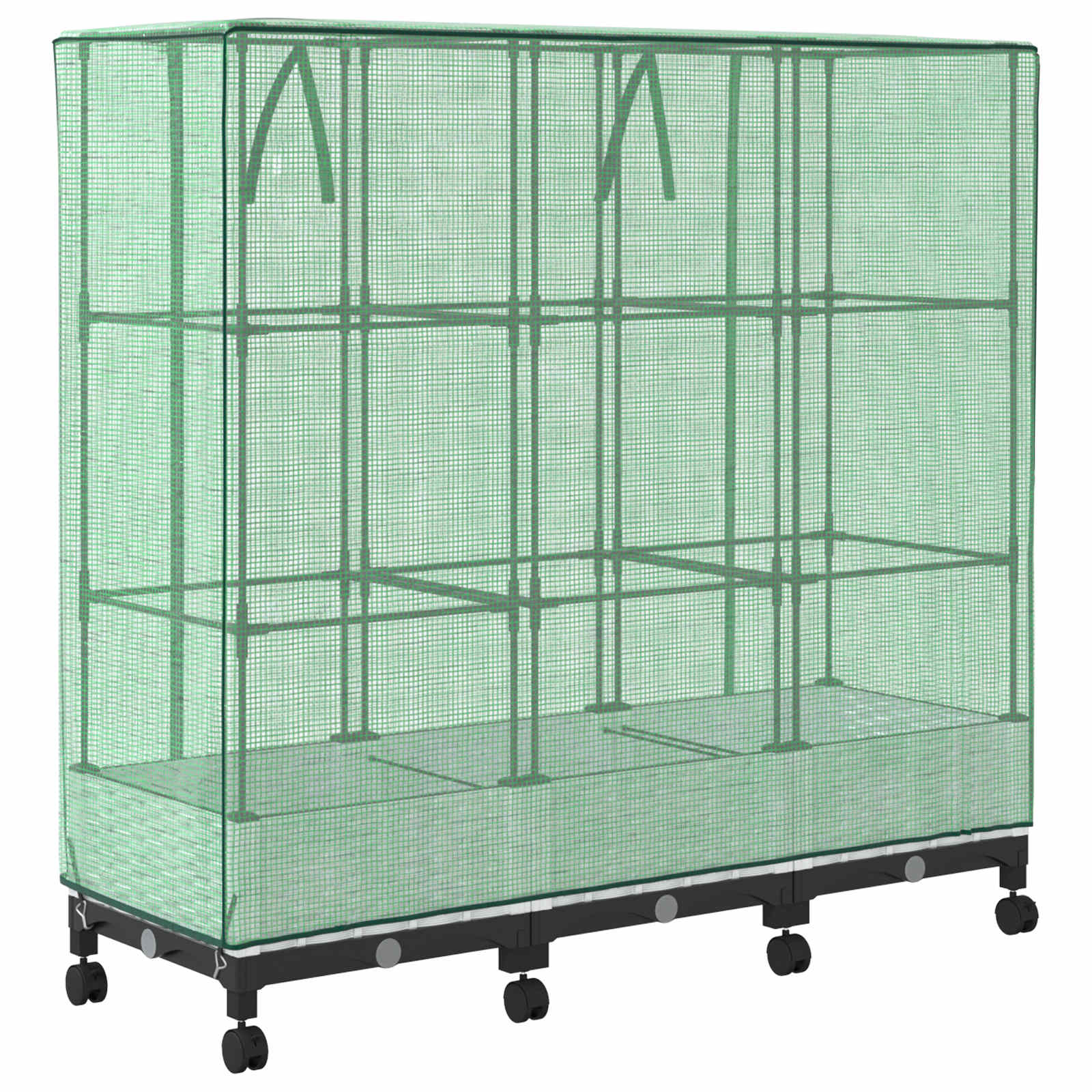 Tuinplantenbak met Kasbedekking en Wielen 3 st Wit PP