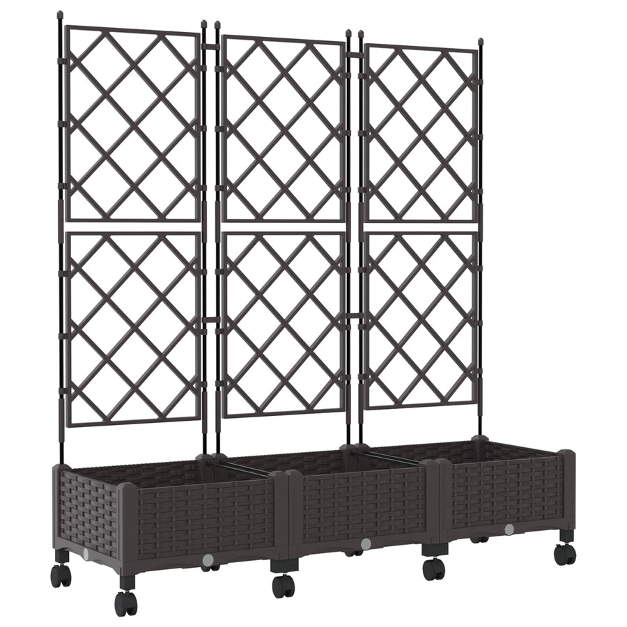 Tuinplantbak Met Schutting En Wielen 3 St Pp 120 x 40 x 125,5 cm