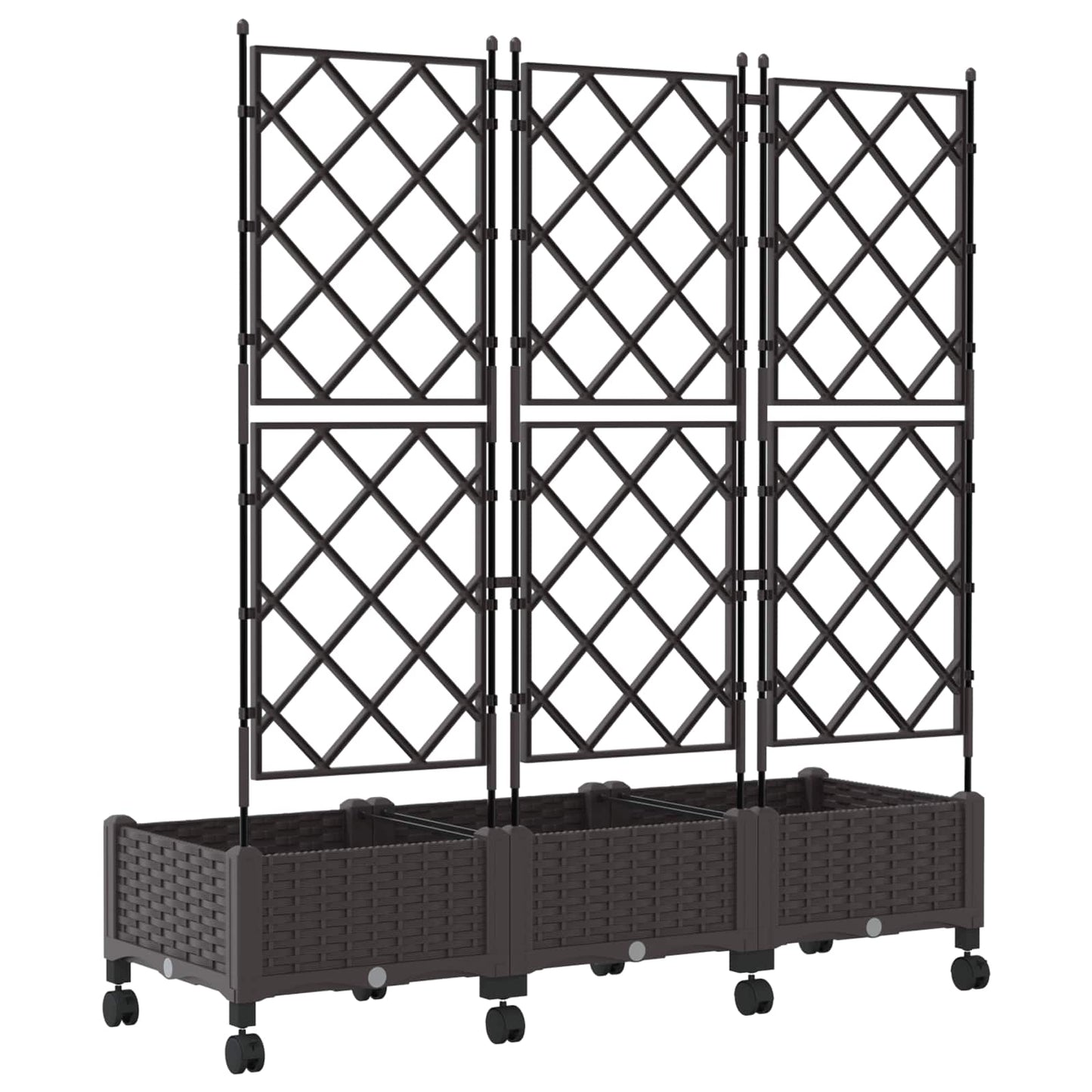 Tuinplantbak Met Schutting En Wielen 3 St Pp 120 x 40 x 125,5 cm