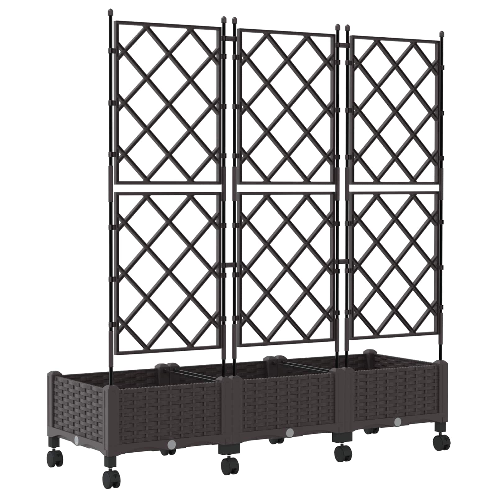 Tuinplantbak Met Schutting En Wielen 3 St Pp 120 x 40 x 125,5 cm