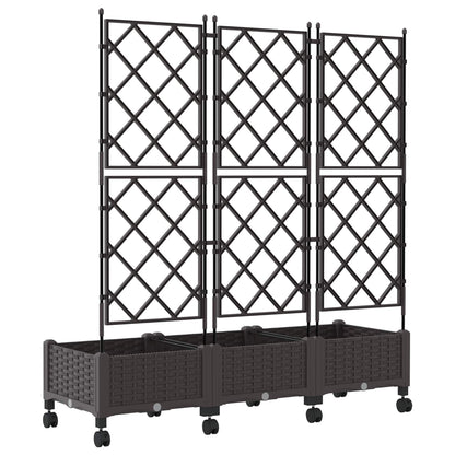 Tuinplantbak Met Schutting En Wielen 3 St Pp 120 x 40 x 125,5 cm