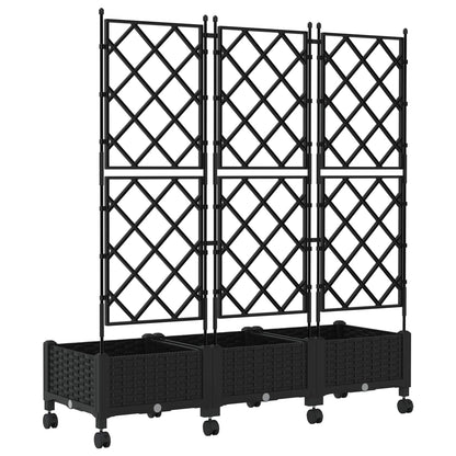 Tuinplantbak Met Schutting En Wielen 3 St Pp 120 x 40 x 125,5 cm