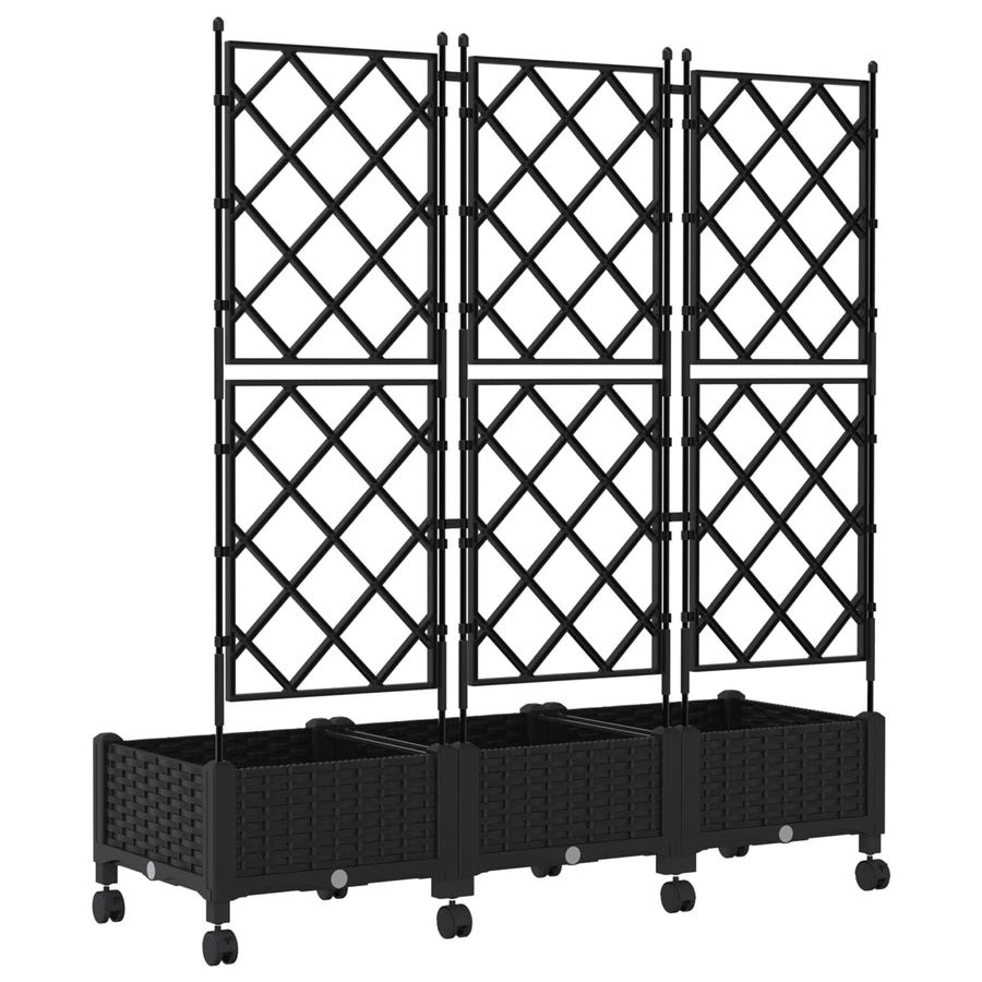 Tuinplantbak Met Schutting En Wielen 3 St Pp 120 x 40 x 125,5 cm