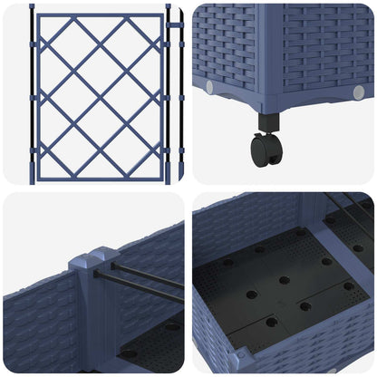 Tuinplantbak Met Schutting En Wielen 3 St Pp 120 x 40 x 125,5 cm