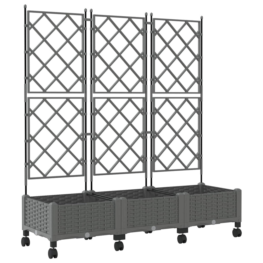 Tuinplantbak Met Schutting En Wielen 3 St Pp 120 x 40 x 125,5 cm