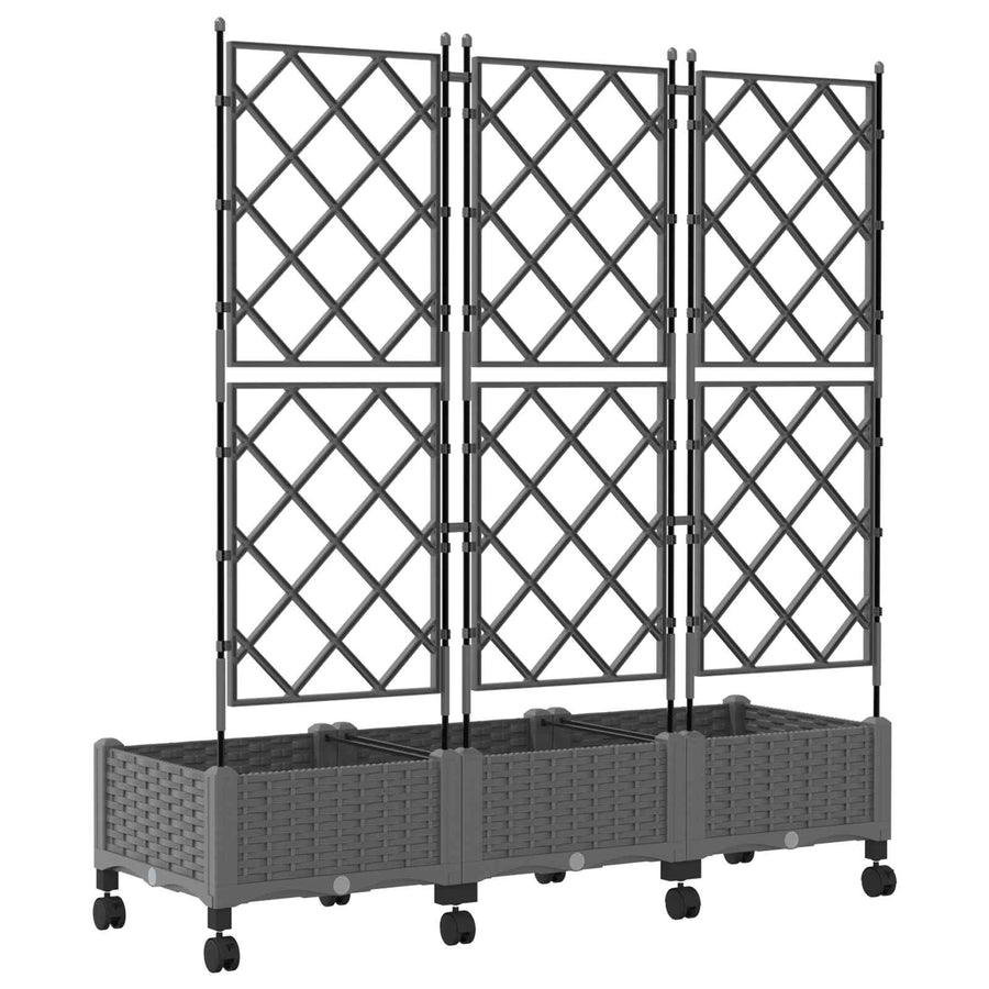 Tuinplantbak Met Schutting En Wielen 3 St Pp 120 x 40 x 125,5 cm