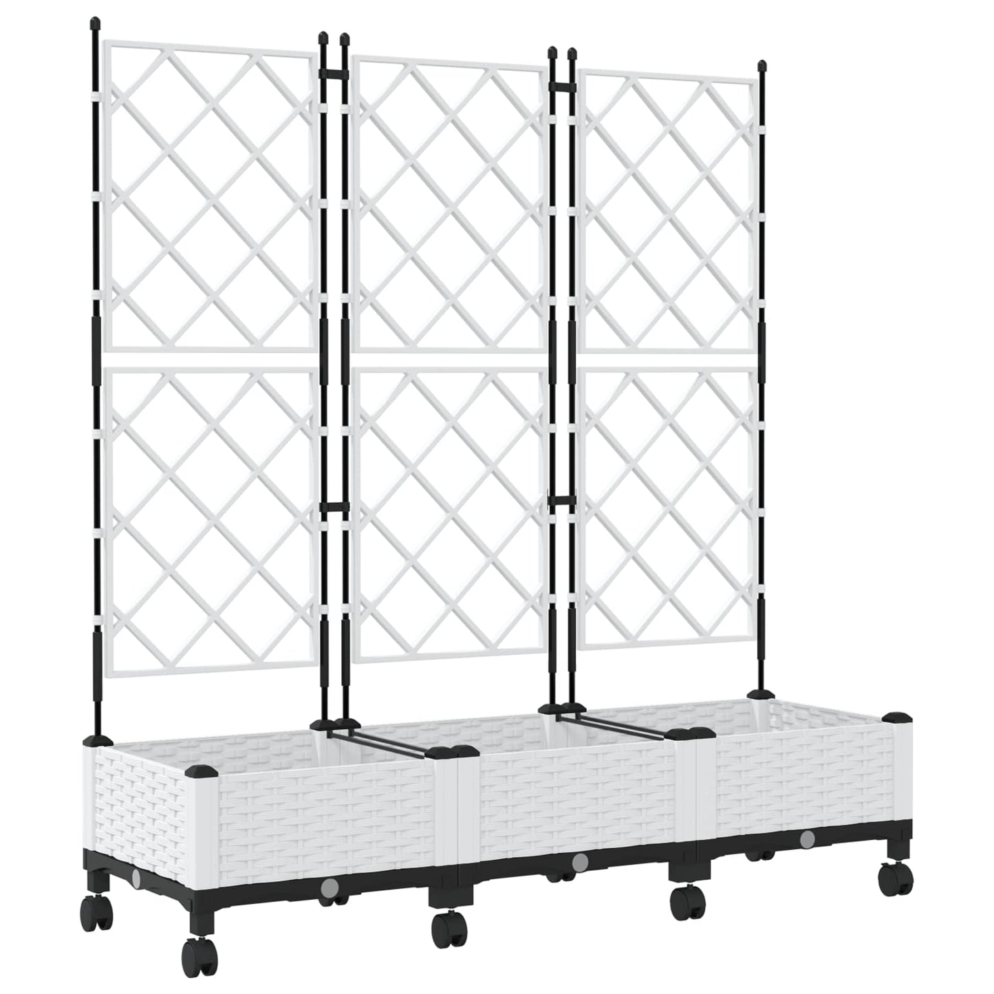 Tuinplantbak Met Schutting En Wielen 3 St Pp 120 x 40 x 125,5 cm