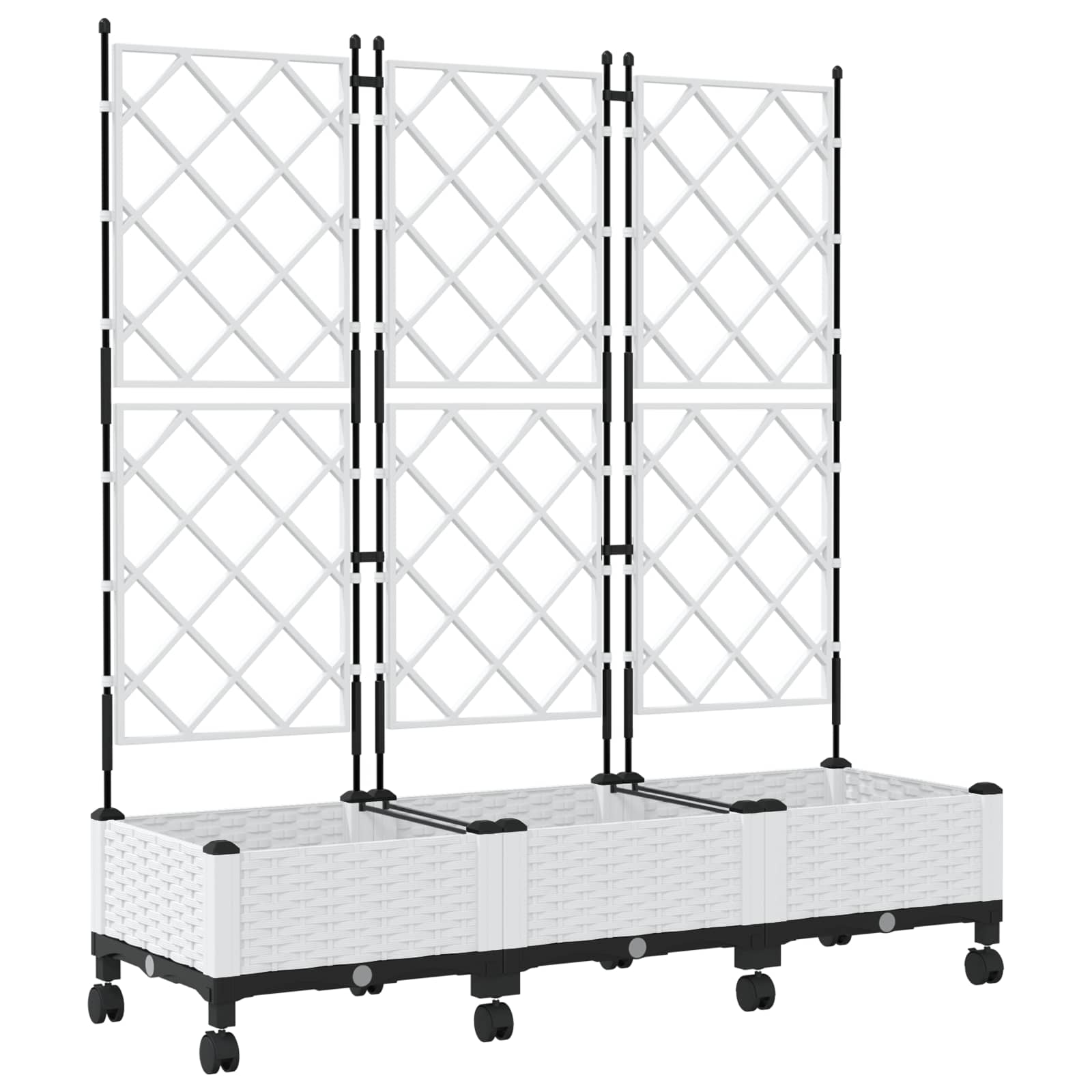 Tuinplantbak Met Schutting En Wielen 3 St Pp 120 x 40 x 125,5 cm