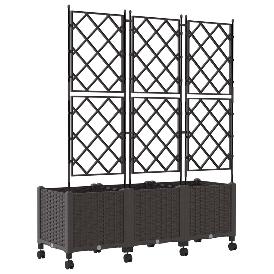 Tuinplantbak Met Schutting En Wielen 3 St Pp 120 x 40 x 143 cm
