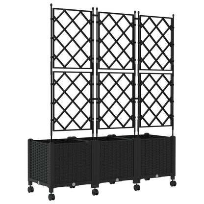 Tuinplantbak Met Schutting En Wielen 3 St Pp 120 x 40 x 143 cm