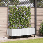 Tuinplantbak met schutting en wielen 3 st Wit 120 x 40 x 149 cm