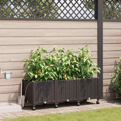 Tuin Pot met Irrigatie en Wielen 3 st Bruin 120 x 40 x 43,5 cm