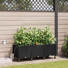 Bloempot met wielen 3 st zwart 120x40x43,5 cm