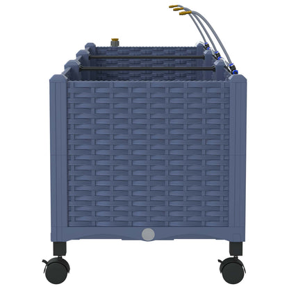 Tuin Pot met Irrigatie en Wielen 3 st Grijs 120 x 40 x 43,5 cm