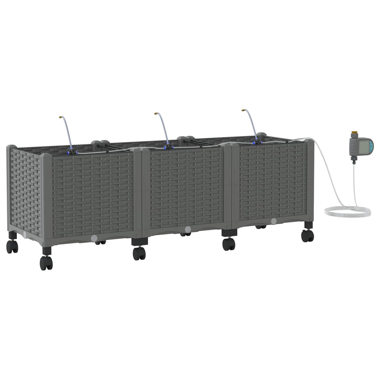 Tuin Pot met Irrigatie en Wielen 3 st Lichtgrijs PP