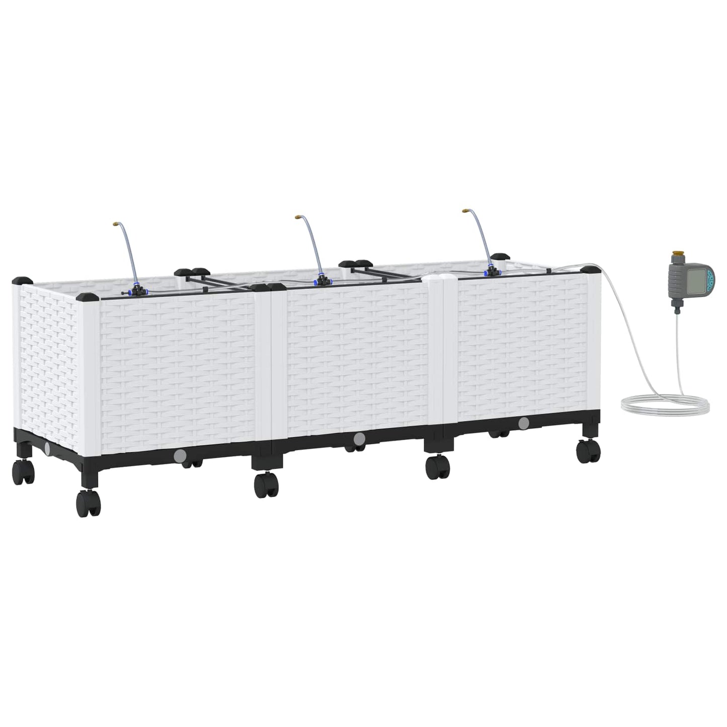 Tuin Pot met Irrigatie en Wielen 3 st Wit 120 x 40 x 43,5 cm PP