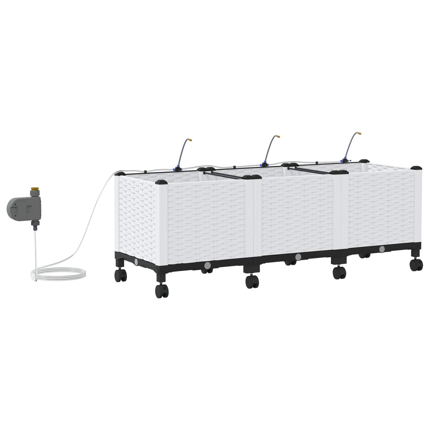Tuin Pot met Irrigatie en Wielen 3 st Wit 120 x 40 x 43,5 cm PP