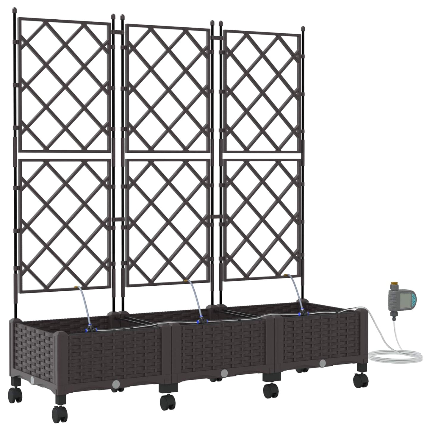 Tuin Pot met Irrigatie en Wielen 3 st Bruin 120 x 40 x 132 cm