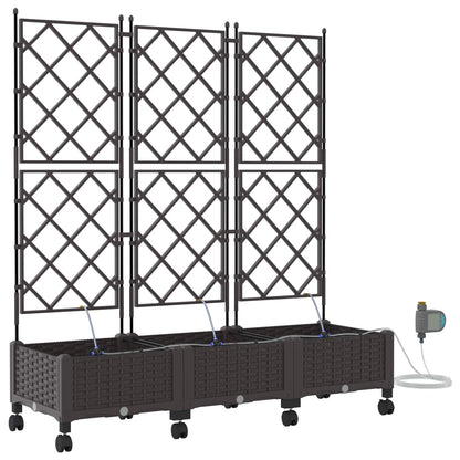 Tuin Pot met Irrigatie en Wielen 3 st Bruin 120 x 40 x 132 cm