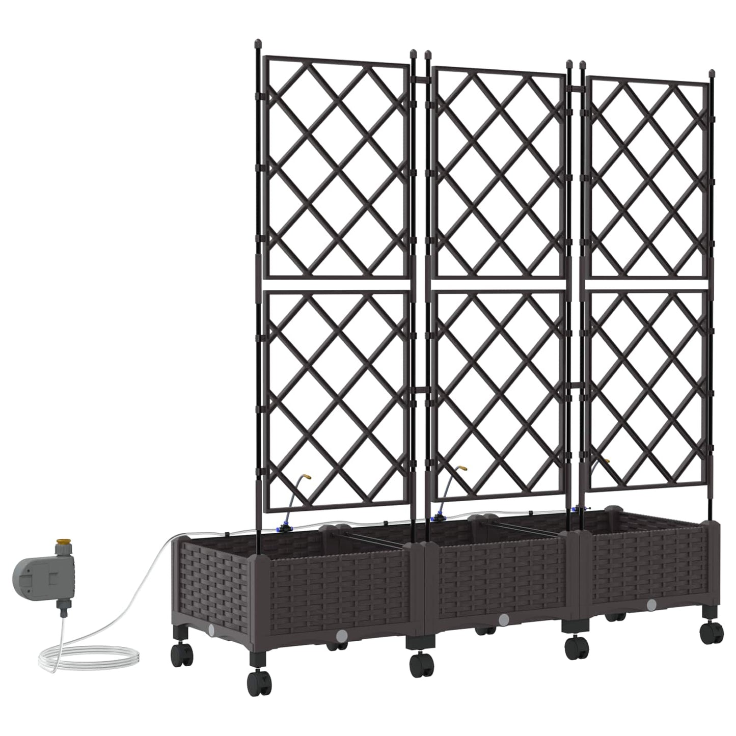 Tuin Pot met Irrigatie en Wielen 3 st Bruin 120 x 40 x 132 cm