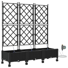 Tuin Pot met Irrigatie en Wielen 3 st Zwart 120 x 40 x 132 cm