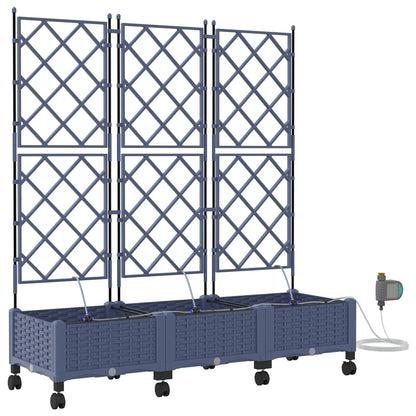 Tuin Pot met Irrigatie en Wielen 3 st Grijs 120 x 40 x 132 cm
