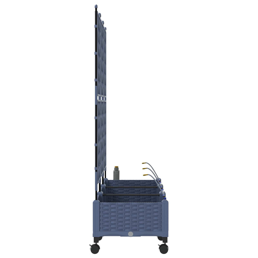 Tuin Pot met Irrigatie en Wielen 3 st Grijs 120 x 40 x 132 cm
