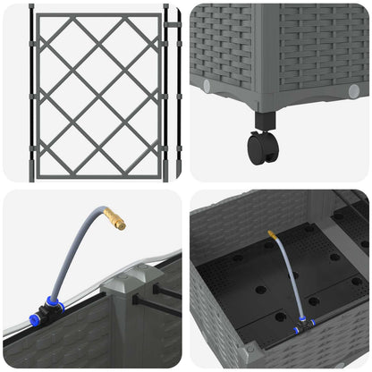 Tuin Pot met Irrigatie en Wielen 3 st Lichtgrijs PP