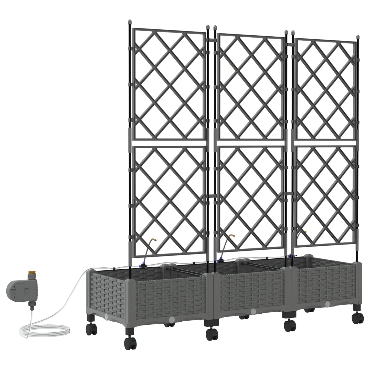 Tuin Pot met Irrigatie en Wielen 3 st Lichtgrijs PP