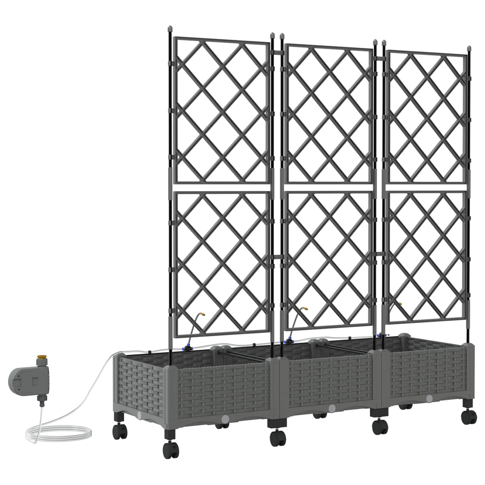 Tuin Pot met Irrigatie en Wielen 3 st Lichtgrijs PP
