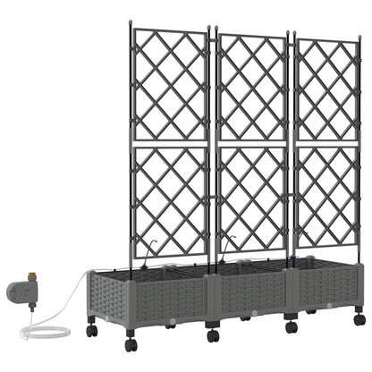 Tuin Pot met Irrigatie en Wielen 3 st Lichtgrijs PP