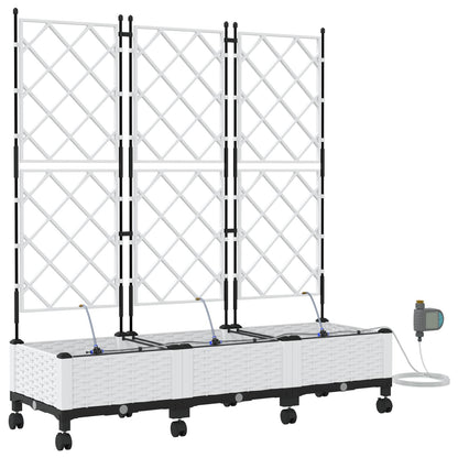 Tuin Pot met Irrigatie en Wielen 3 st Wit 120 x 40 x 132 cm PP