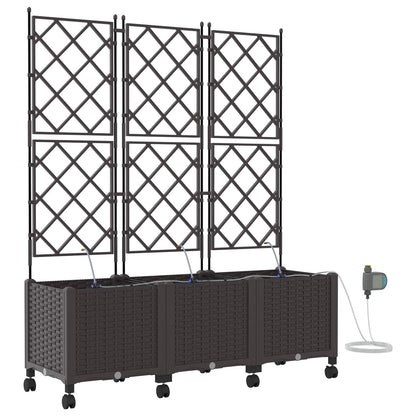 Tuin Pot met Irrigatie en Wielen 3 st Bruin 120 x 40 x 148 cm