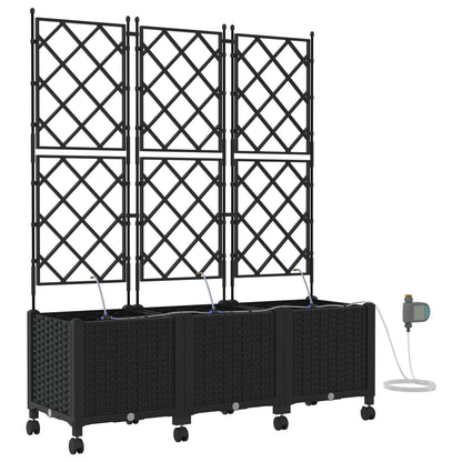 Tuin Pot met Irrigatie en Wielen 3 st Zwart 120 x 40 x 148 cm