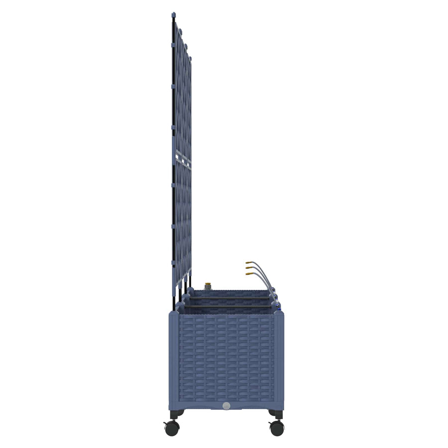 Tuin Pot met Irrigatie en Wielen 3 st Grijs 120 x 40 x 148 cm