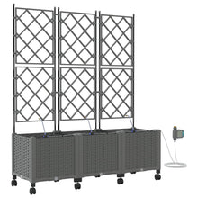 Tuin Pot met Irrigatie en Wielen 3 st Lichtgrijs PP