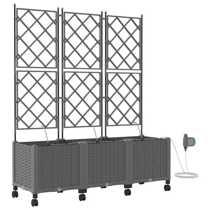Tuin Pot met Irrigatie en Wielen 3 st Lichtgrijs PP