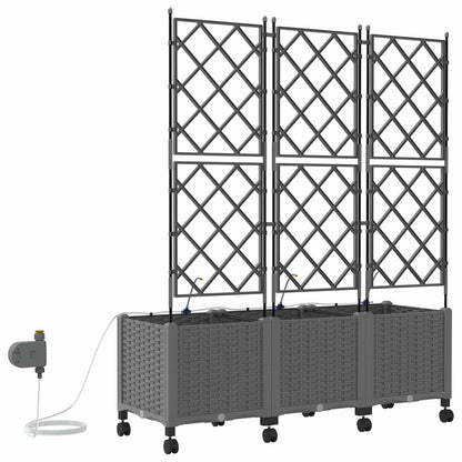 Tuin Pot met Irrigatie en Wielen 3 st Lichtgrijs PP